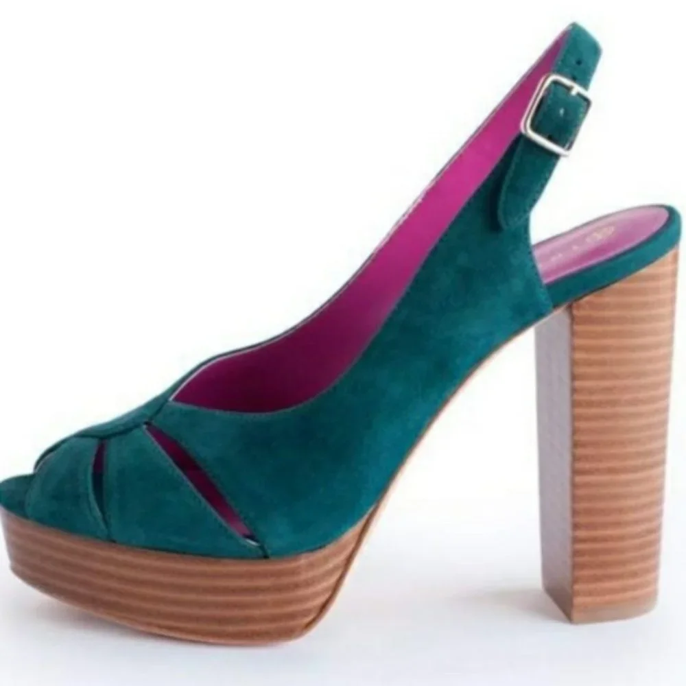Trina Turk Joni Platform Heels in Aqua